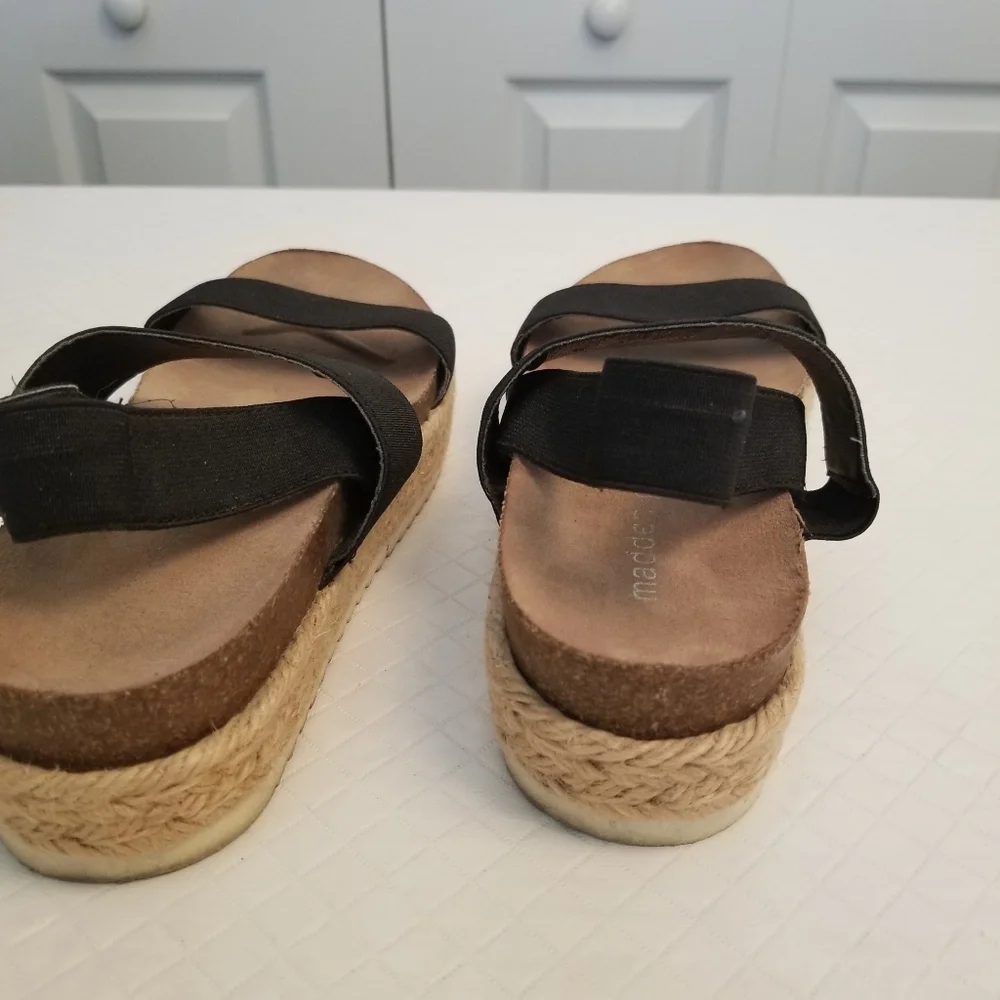 Madden Girl Cassie Espadrille Platform Sandal Womens Sz 6.5Black Slingback Strap